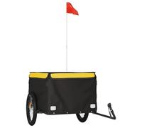 vidaXL Remolque para Bicicleta, Remolque de Carga, Carrito para Bici, Remolque para Maletas Plantas Herramientas, Hierro Negro y Amarillo 45 kg