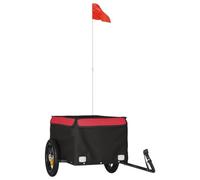 vidaXL Remolque para Bicicleta, Remolque de Carga, Carrito para Bici, Remolque para Maletas Plantas Herramientas, Hierro Negro y Rojo 30 kg