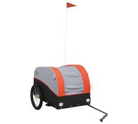 vidaXL Remolque para Bicicleta, Remolque de Carga, Carrito para Bici, Remolque para Maletas Plantas Herramientas, Hierro Negro y Naranja 45 kg