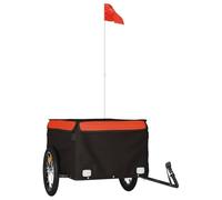 vidaXL Remolque para Bicicleta, Remolque de Carga, Carrito para Bici, Remolque para Maletas Plantas Herramientas, Hierro Negro y Naranja 45 kg
