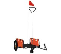vidaXL Remolque para Bicicletas Hierro y Tela Oxford Naranja, Remolque de Carga para Bicicletas, Remolque para Bici, Carrito para Bicicletas