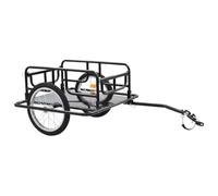 vidaXL Remolque para Bicicletas, Remolque con Barra de Tracción Plegable, Carrito para Equipaje Plantas, Remolque de Carga, Acero Negro