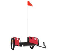 vidaXL Remolque para Bicicletas, Remolque de Carga, Carrito para Bici, Remolque para Maletas Plantas Herramientas, Hierro Tela Oxford Rojo