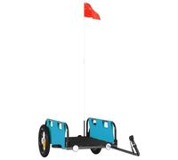 vidaXL Remolque para Bicicletas, Remolque de Carga, Carrito para Bici, Remolque para Maletas Plantas Herramientas, Hierro Tela Oxford Azul