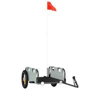 vidaXL Remolque para Bicicletas, Remolque de Carga, Carrito para Bici, Remolque para Maletas Plantas Herramientas, Hierro Tela Oxford Gris