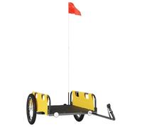 vidaXL Remolque para Bicicletas, Remolque de Carga, Carrito para Bici, Remolque para Maletas Plantas Herramientas, Hierro Tela Oxford Amarillo
