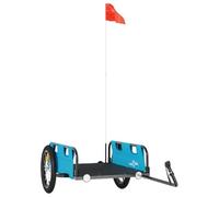 vidaXL Remolque para Bicicletas, Remolque de Carga, Carrito para Bici, Remolque para Maletas Plantas Herramientas, Hierro Tela Oxford Azul