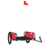 vidaXL Remolque para Bicicletas, Remolque de Carga, Carrito para Bici, Remolque para Maletas Plantas Herramientas, Hierro Tela Oxford Rojo