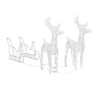 vidaXL Reno y Trineo Adorno Navideño, Decoración de Navidad con 160 Leds, Reno Trineo Luminosos, Luces para Navidad, Acrílico 130 cm