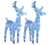 vidaXL Renos de Navidad 2 uds, Adornos con 80 LED, Luces Navideñas Decorativas, Iluminaciones de Navidad para Hogar Exterior, Acrílico Azul