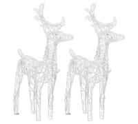 vidaXL Renos de Navidad 2 uds, Adornos con 80 LED, Luces Navideñas Decorativas, Iluminaciones de Navidad para Hogar Exterior, Acrílico Blanco Cálido