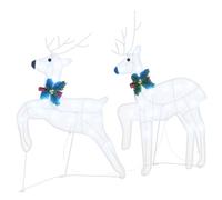 vidaXL Renos LED 2 pcs Frío 45 x 19 x 65 cm Tela, ArtDeco decoración para Sala, Luces navideñas duraderas, figuritas, Acentos Interiores y Exteriores, centros de Mesa