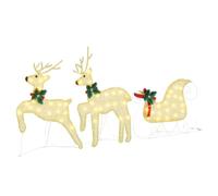 vidaXL Renos LED 3 pcs Cálido Tela, Decoraciones navideñas, Luces Festivas, Adornos duraderos, Piezas para exhibición y Acentos de Renos