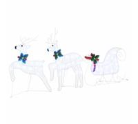 vidaXL Renos LED 3 pcs Frío Tela, Decoraciones navideñas, Luces Festivas, Adornos duraderos, Piezas para exhibición y Acentos de Renos