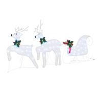 vidaXL Renos LED 3 pcs Frío Tela, Decoraciones navideñas, Luces Festivas, Adornos duraderos, Piezas para exhibición y Acentos de Renos