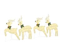 vidaXL Renos LED 4 pcs Dorado Tela, ArtDeco decoración para Sala, Luces navideñas duraderas, figuritas, Acentos Interiores y Exteriores, centros de Mesa