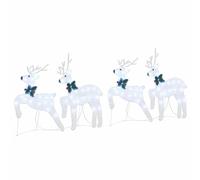 vidaXL Renos LED 4 pcs Plateado 45 x 19 x 65 cm Tela, ArtDeco decoración para Sala, Luces navideñas duraderas, figuritas, Acentos Interiores y Exteriores, centros de Mesa