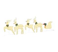 vidaXL Renos LED 5 pcs Dorado Tela, Decoraciones navideñas, Luces Festivas, Adornos duraderos, Piezas para exhibición y Acentos de Renos