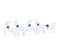 vidaXL Renos LED 5 pcs Plateado Tela, Decoraciones navideñas, Luces Festivas, Adornos duraderos, Piezas para exhibición y Acentos de Renos