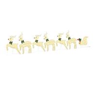 vidaXL Renos LED 7 pcs Dorado Tela, Decoraciones navideñas, Luces Festivas, Adornos duraderos, Piezas para exhibición y Acentos de Renos