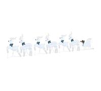 vidaXL Renos LED 7 pcs Plateado Tela, Decoraciones navideñas, Luces Festivas, Adornos duraderos, Piezas para exhibición y Acentos de Renos