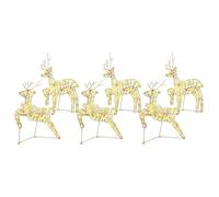 vidaXL Renos LED con 180 LED 6 pcs Dorado 64 x 42 x 15 cm Pet, ArtDeco decoración para Sala, Luces navideñas duraderas, figuritas, Acentos Interiores y Exteriores, centros de Mesa