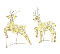 vidaXL Renos LED con 40 LED 2 pcs Cálido 44 x 18 x 65.5 cm Pet, ArtDeco decoración para Sala, Luces navideñas duraderas, figuritas, Acentos Interiores y Exteriores, centros de Mesa