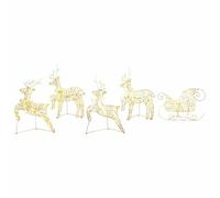 vidaXL Renos LED con 40 LED 5 pcs Dorado Pet, Decoraciones navideñas, Luces Festivas, Adornos duraderos, Piezas para exhibición y Acentos de Renos