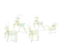 vidaXL Renos LED con 40 LED 5 pcs Multicolor Pet, Decoraciones navideñas, Luces Festivas, Adornos duraderos, Piezas para exhibición y Acentos de Renos