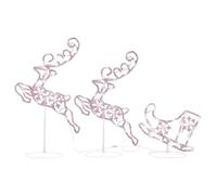 vidaXL Renos Voladores y Trineo, Adorno Navideño de Luces, Renos Trineo Iluminados, Decoración de Luces para Navidad, Blanco Cálido