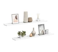 vidaXL 2X Repisa para Marcos de Fotos Estante de Pared Flotante Estantería CD Dormitorio Salón Sala de Estar Decoración MDF Blanco 80x9x3 cm