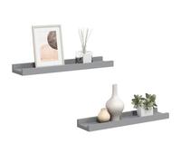 vidaXL 2X Repisa para Marcos de Fotos Estante de Pared Flotante Estantería CD Dormitorio Salón Sala de Estar Decoración MDF Gris 40x9x3 cm