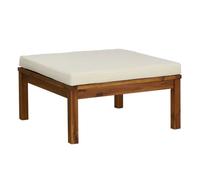 Vidaxl reposapiés con cojín blanco crema madera maciza de acacia