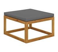 Reposapiés Con Cojín Gris Oscuro Madera Maciza De Acacia Vidaxl
