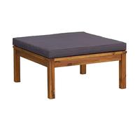 Vidaxl reposapiés con cojín gris oscuro madera maciza de acacia