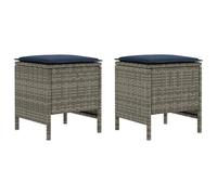 vidaXL Reposapiés de Jardín 2 Pieza Gris y Azul Marino 38 x 38 x 45 cm, Taburete Moderno de ratán, reposapies Compacto, Mueble Exterior, Accesorio para jardín, Ideal para Patio e Interior