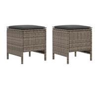 vidaXL Reposapiés de Jardín 2 Pieza Gris y Gris Oscuro 38 x 38 x 45 cm, Taburete Moderno de ratán, reposapies Compacto, Mueble Exterior, Accesorio para jardín, Ideal para Patio e Interior