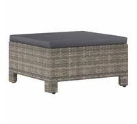 vidaXL Reposapiés de jardín con cojín ratán sintético Gris, reposapiés, reposapiés jardín, Muebles de Exterior, Taburete jardín, Muebles de jardín