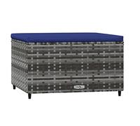 Reposapiés De Jardín Con Cojín Ratán Sintético Gris Vidaxl