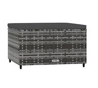 Reposapiés De Jardín Con Cojín Ratán Sintético Gris Vidaxl