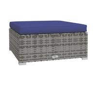 Vidaxl reposapiés de jardín con cojín ratán sintético gris 70x70x30 cm