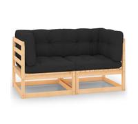 Vidaxl reposapiés de jardín con cojines 2 uds madera maciza de pino