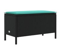 vidaXL Reposapiés de Jardín Negro y Turquesa 80 x 38 x 42 cm, Puf de jardín Moderno, Asiento versátil al Aire Libre, otoman de rattán, Decorativo y Minimalista