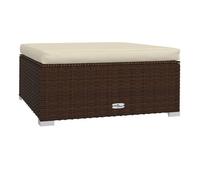 Vidaxl reposapiés de jardín y cojín ratán sintético marrón 70x70x30cm