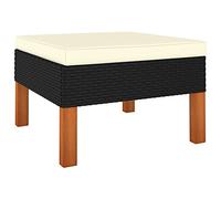 vidaXL Reposapiés Taburete Jardín Patio Terraza Balcón Muebles Mobiliario Acolchado Decoración de Ratán Sintético Madera Maciza de Eucalipto