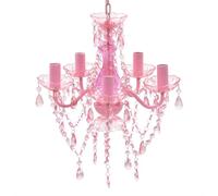 vidaXL Rosado lámpara de Techo de Cristal 5 Bombillas Araña