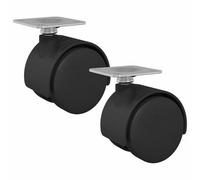 vidaXL Rueda giratoria 2 pcs Negro 39,5 x 39,5 x 37,8 mm Hierro y PP, Rueda giratoria para oficina, fácil de mover, ideal para muebles ligeros, suave con el suelo