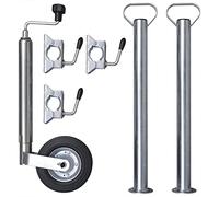 vidaXL Rueda Jockey de 48 mm con 2 Tubos de Soporte & 3 Abrazaderas Herramienta