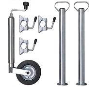 vidaXL Rueda jockey de 48 mm con 2 tubos de soporte y 3 abrazaderas