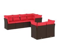 vidaXL Salón de Jardín con Cojines 7 unids, Sofás de Terraza, Conjunto de Muebles de Patio, Muebles de Exterior, Marrón Resina Trenzada